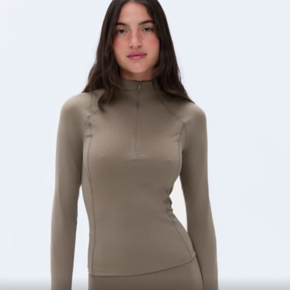 Adanola Ultimate Long Sleeve Quarter Zip Top - Cocoa Brown